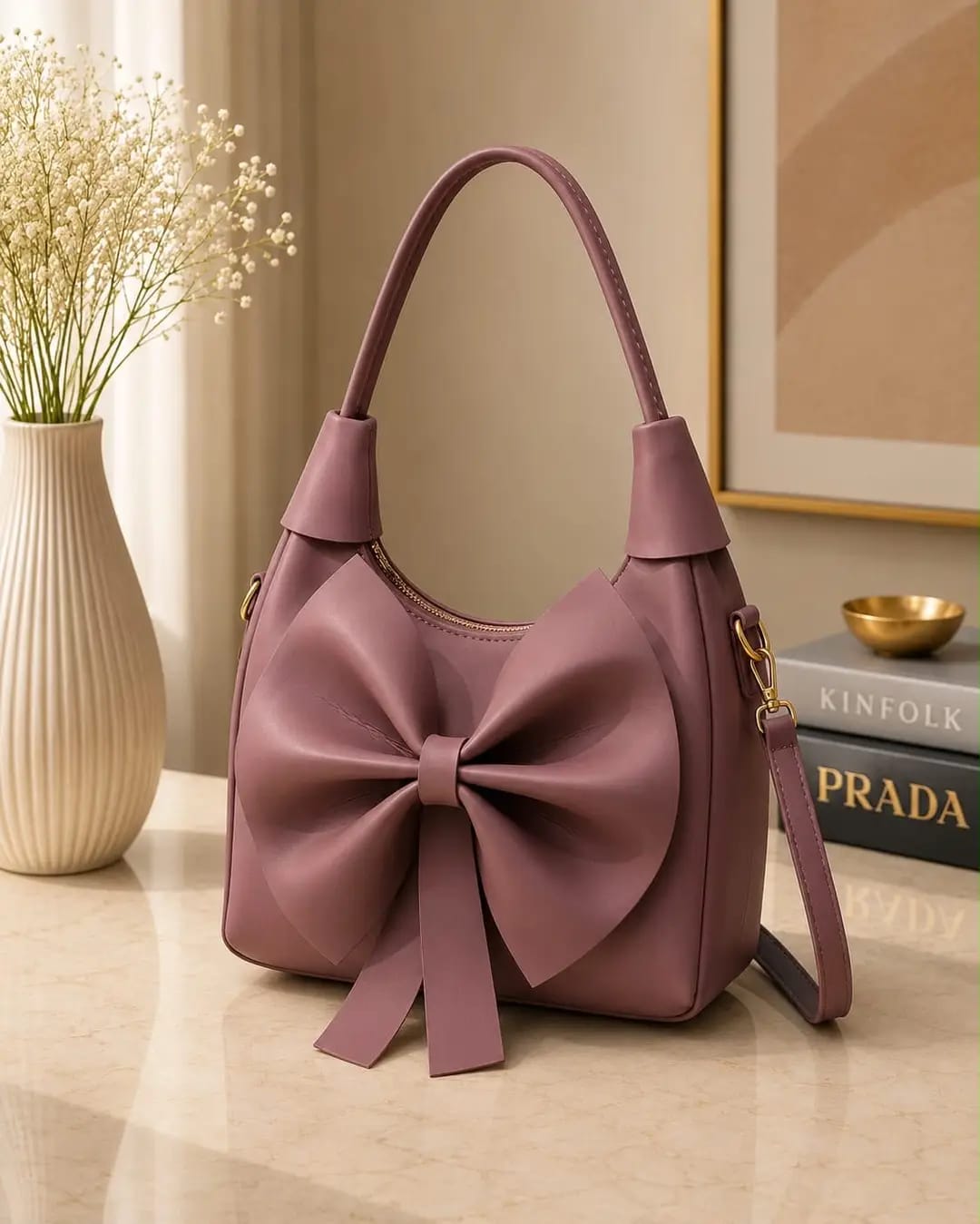 Women Leather Plain Shoulder Bag