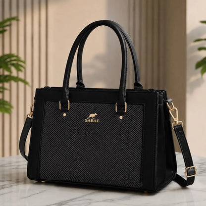 Premium Women's Structured Handbag| Rexine Top HandleShoulder Bag | Black