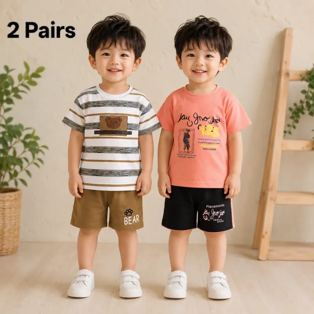 Kids Striped Shorts Set 2 Pairs Cotton