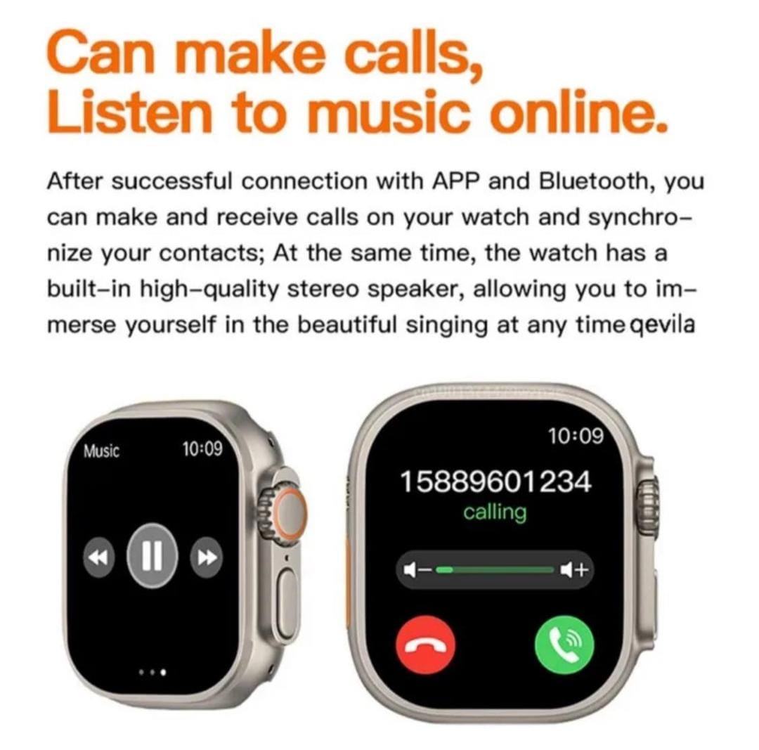 Ultra 2 Smart Watch Orange Silicone Bluetooth 5 Fitness Tracker