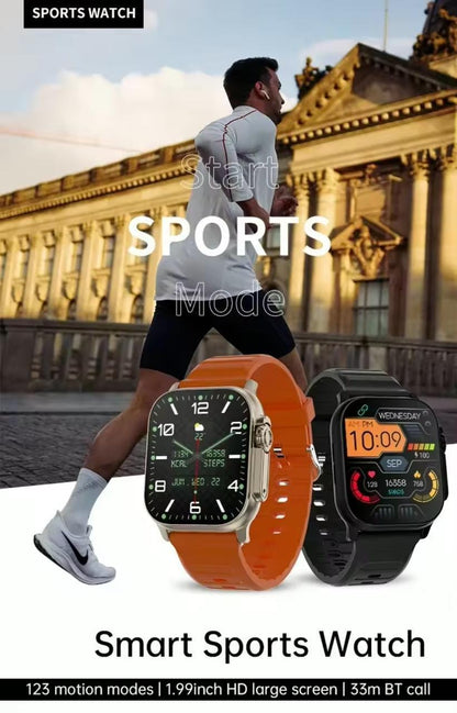 Ultra 2 Smart Watch Orange Silicone Bluetooth 5 Fitness Tracker