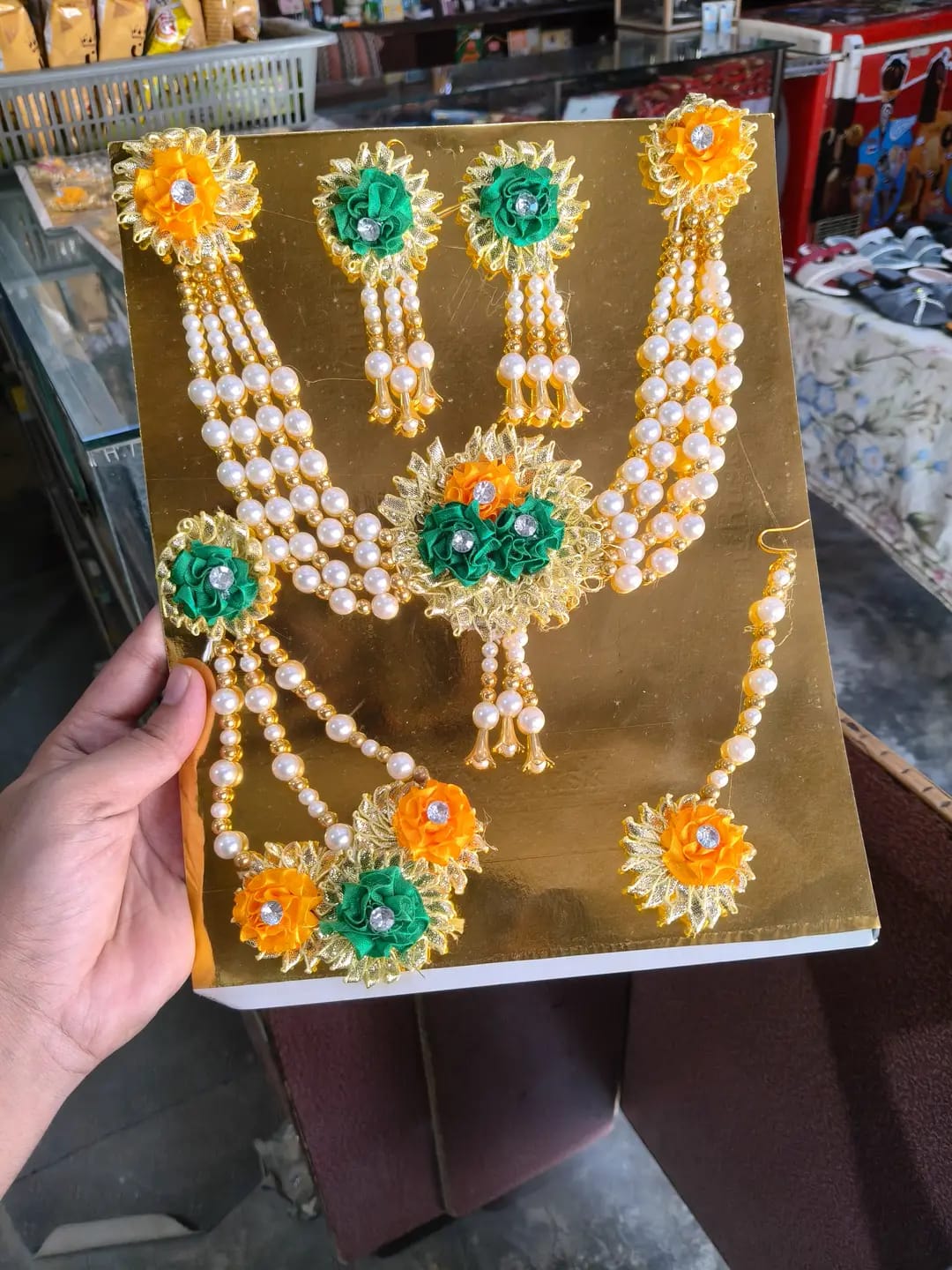 Bridal Mehndi Jewellery Set Necklace Earing Kara Bangles Set