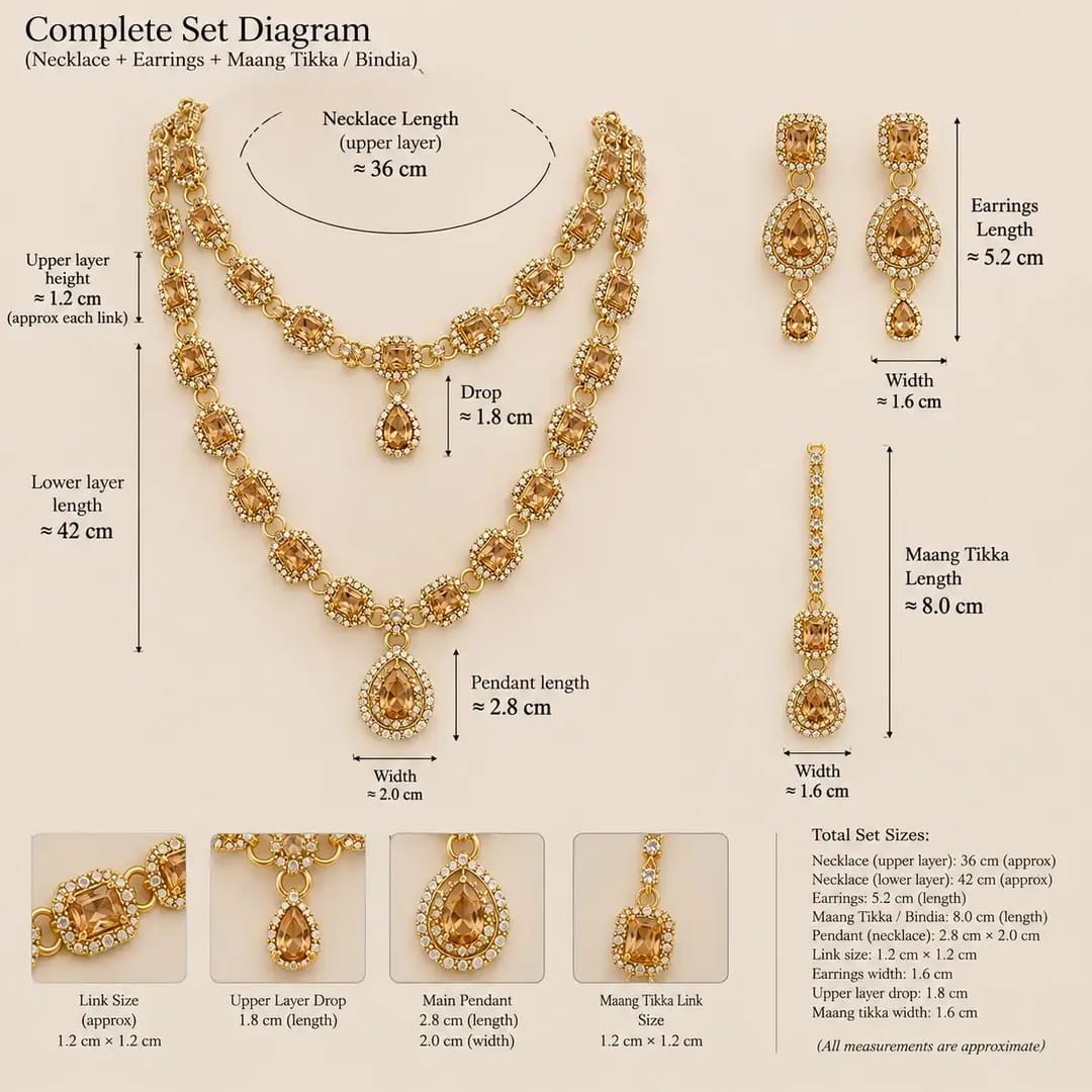 2 Layered Gold Plated Zircon Necklace Set
