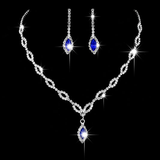 Blue Diamond Necklace & Earrings Set for Pakistani Women